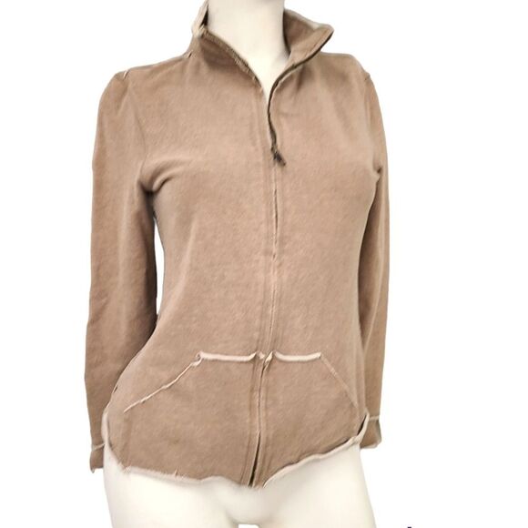 GAP Knit Tan Zip Sweatshirt size Small - Picture 2 of 8